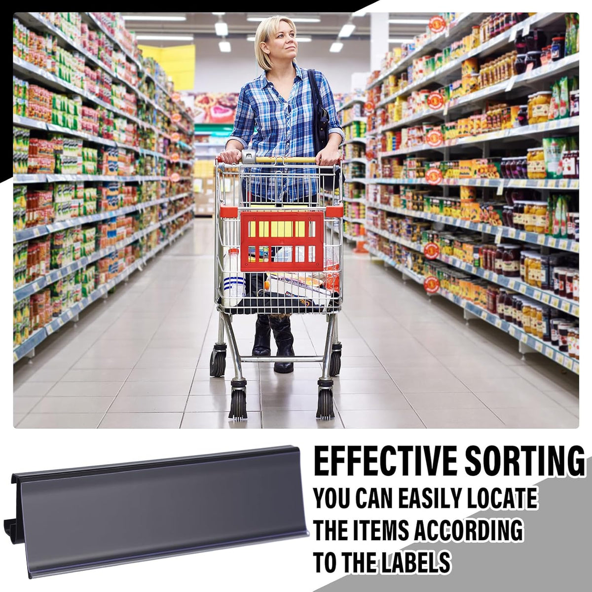 50 Pcs Wire Shelf Label Holders Compatible with Metro 1-1/4in Shelves, Plastic Wire Rack Label Holder 3" l x 1.25" H Price Tag Shelf Clips On, Black