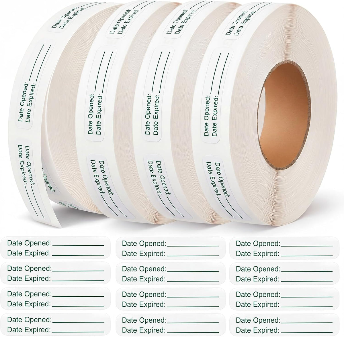 4 Rolls Medication Date Stickers, 2000 Count Opened & Expiration Date Stickers for Prescription Bottles, Pharmacy, Self Adhesive Safety Reminder Sticker for Medication Management, Hospital