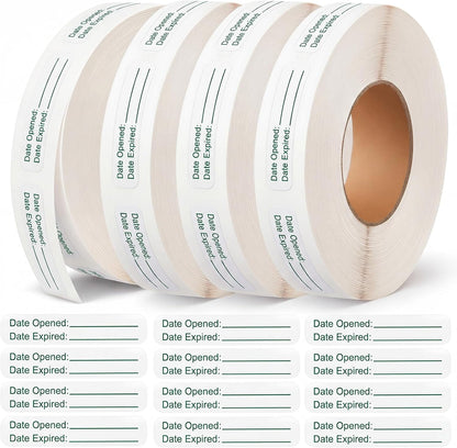 4 Rolls Medication Date Stickers, 2000 Count Opened & Expiration Date Stickers for Prescription Bottles, Pharmacy, Self Adhesive Safety Reminder Sticker for Medication Management, Hospital