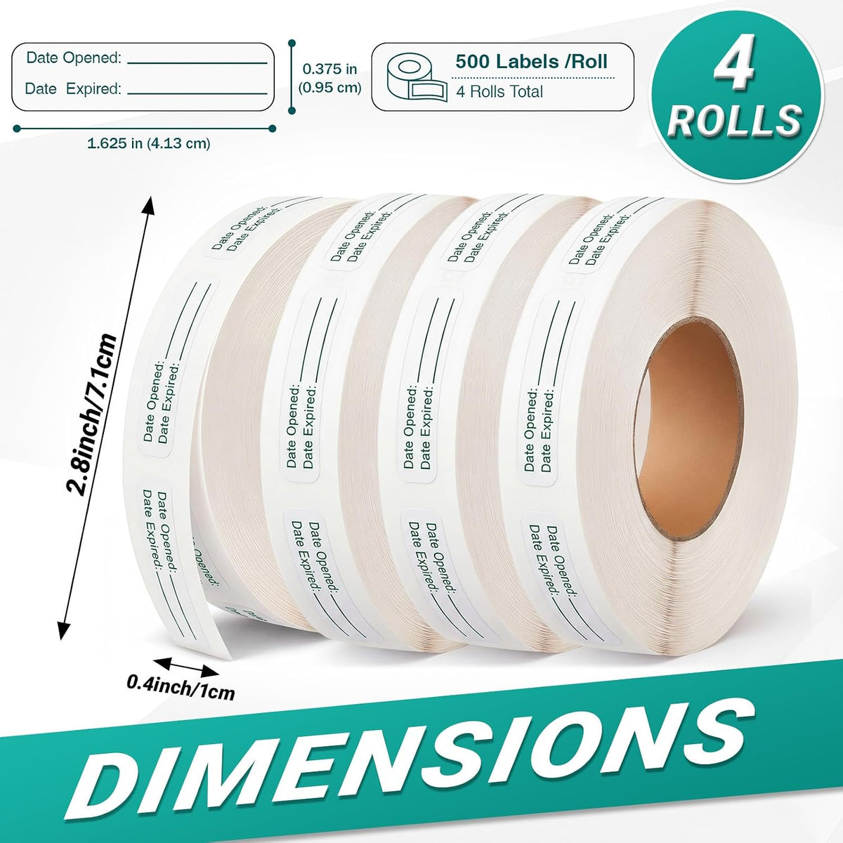 4 Rolls Medication Date Stickers, 2000 Count Opened & Expiration Date Stickers for Prescription Bottles, Pharmacy, Self Adhesive Safety Reminder Sticker for Medication Management, Hospital
