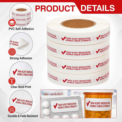 4 Rolls Medication Date Stickers, 2000 Count Opened & Expiration Date Stickers for Prescription Bottles, Pharmacy, Self Adhesive Safety Reminder Sticker for Medication Management, Hospital