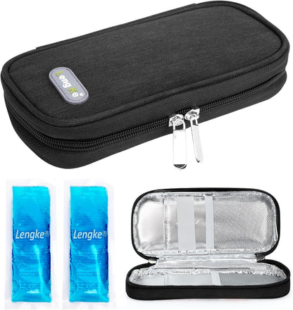 Insulin Cooler Travel Case TSA Approved Medication Diabetic Supplies Cooler For Travel Refrigerated Medicine Organizer Bag With 2 Ice Pack
