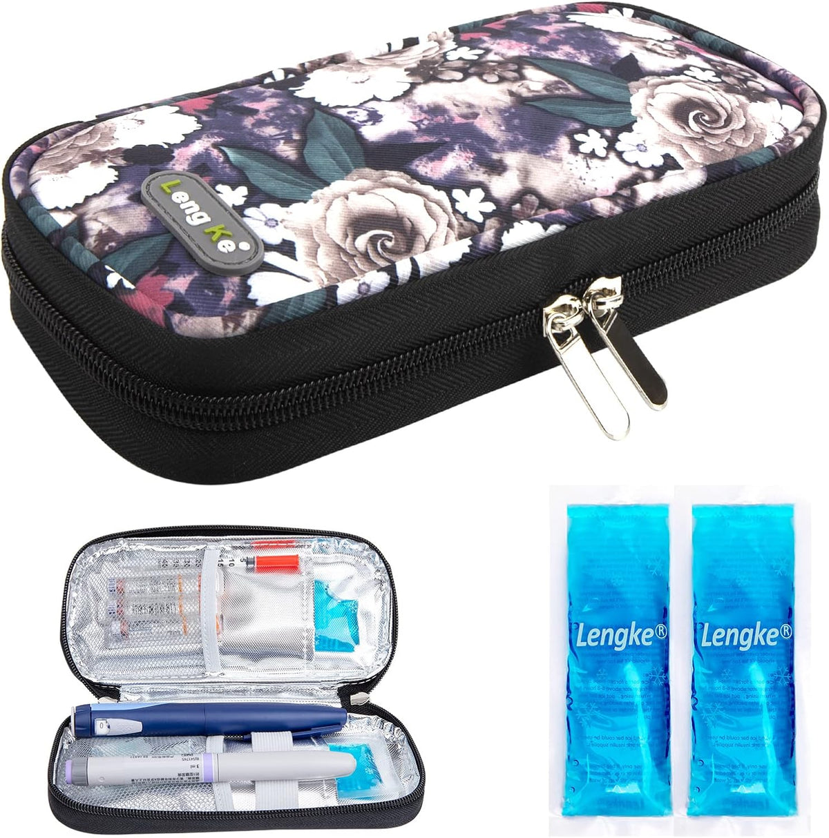 Insulin Cooler Travel Case TSA Approved Medication Diabetic Supplies Cooler For Travel Refrigerated Medicine Organizer Bag With 2 Ice Pack