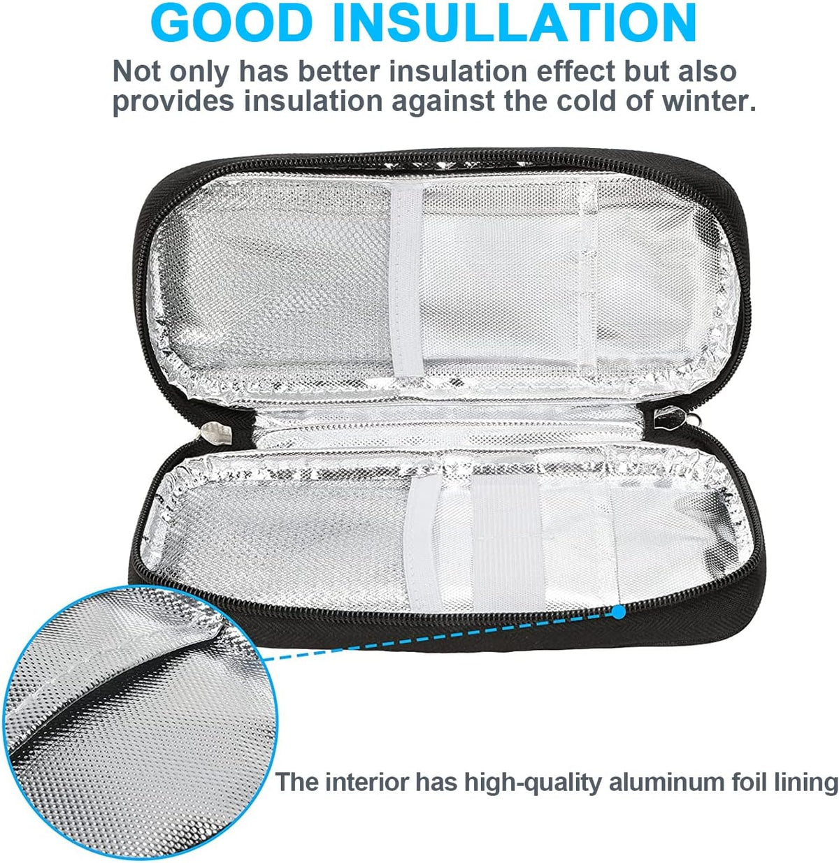 Insulin Cooler Travel Case TSA Approved Medication Diabetic Supplies Cooler For Travel Refrigerated Medicine Organizer Bag With 2 Ice Pack