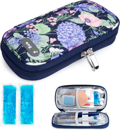 Insulin Cooler Travel Case TSA Approved Medication Diabetic Supplies Cooler For Travel Refrigerated Medicine Organizer Bag With 2 Ice Pack