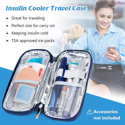 Insulin Cooler Travel Case TSA Approved Medication Diabetic Supplies Cooler For Travel Refrigerated Medicine Organizer Bag With 2 Ice Pack