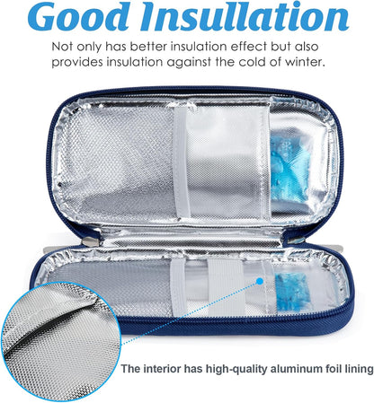 Insulin Cooler Travel Case TSA Approved Medication Diabetic Supplies Cooler For Travel Refrigerated Medicine Organizer Bag With 2 Ice Pack