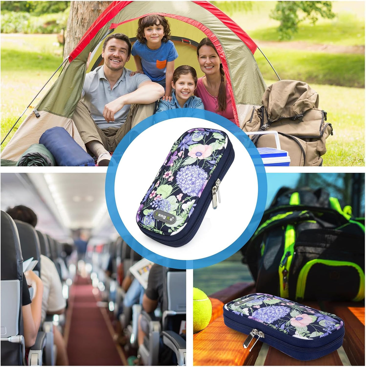 Insulin Cooler Travel Case TSA Approved Medication Diabetic Supplies Cooler For Travel Refrigerated Medicine Organizer Bag With 2 Ice Pack