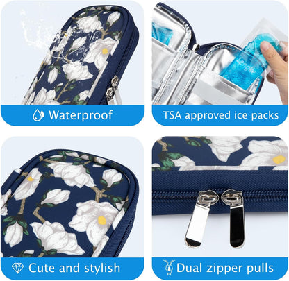 Insulin Cooler Travel Case TSA Approved Medication Diabetic Supplies Cooler For Travel Refrigerated Medicine Organizer Bag With 2 Ice Pack