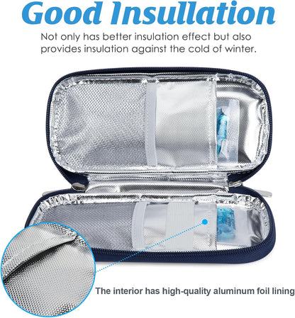 Insulin Cooler Travel Case TSA Approved Medication Diabetic Supplies Cooler For Travel Refrigerated Medicine Organizer Bag With 2 Ice Pack