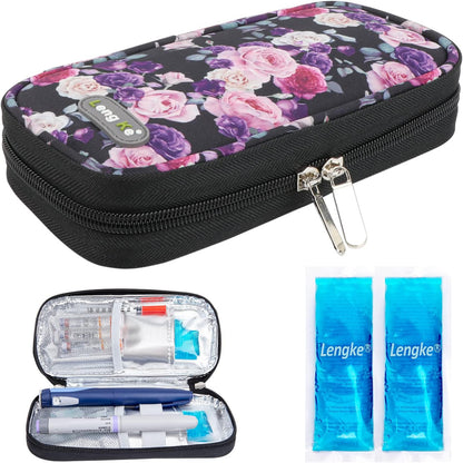 Insulin Cooler Travel Case TSA Approved Medication Diabetic Supplies Cooler For Travel Refrigerated Medicine Organizer Bag With 2 Ice Pack