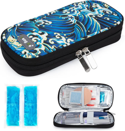 Insulin Cooler Travel Case TSA Approved Medication Diabetic Supplies Cooler For Travel Refrigerated Medicine Organizer Bag With 2 Ice Pack
