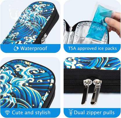 Insulin Cooler Travel Case TSA Approved Medication Diabetic Supplies Cooler For Travel Refrigerated Medicine Organizer Bag With 2 Ice Pack