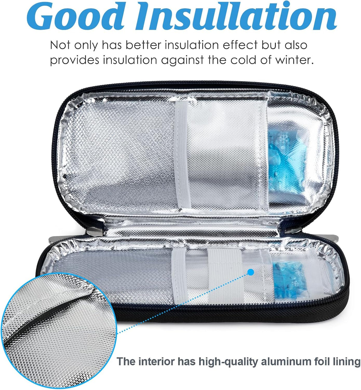 Insulin Cooler Travel Case TSA Approved Medication Diabetic Supplies Cooler For Travel Refrigerated Medicine Organizer Bag With 2 Ice Pack