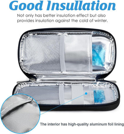 Insulin Cooler Travel Case TSA Approved Medication Diabetic Supplies Cooler For Travel Refrigerated Medicine Organizer Bag With 2 Ice Pack