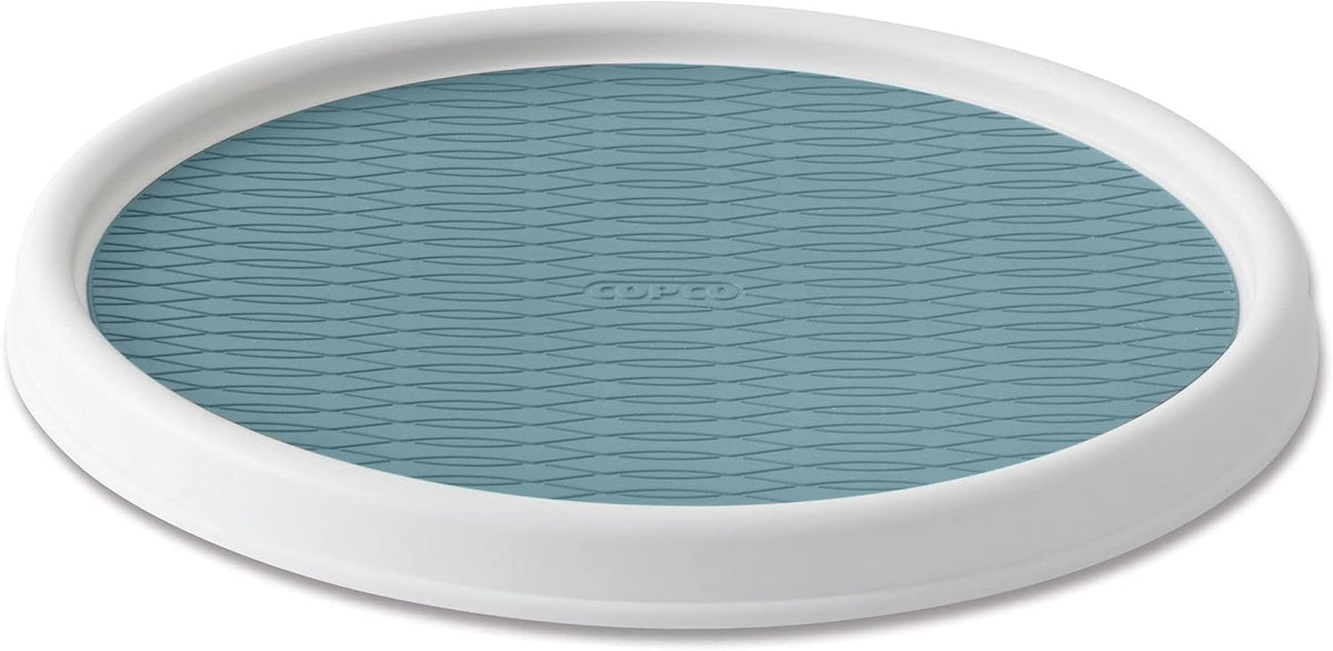 Basics Non-Skid Pantry Cabinet Lazy Susan Turntable, 12-Inch, White/Gray, 1 Count (Pack of 1)