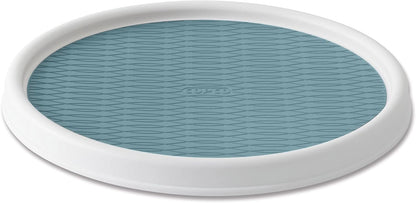 Basics Non-Skid Pantry Cabinet Lazy Susan Turntable, 12-Inch, White/Gray, 1 Count (Pack of 1)