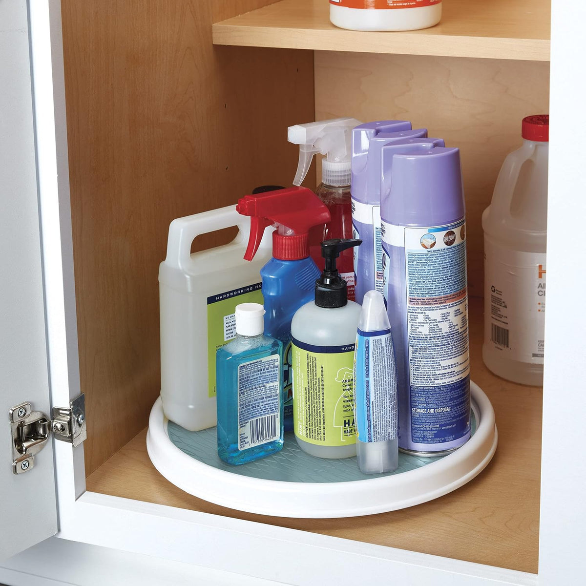Basics Non-Skid Pantry Cabinet Lazy Susan Turntable, 12-Inch, White/Gray, 1 Count (Pack of 1)