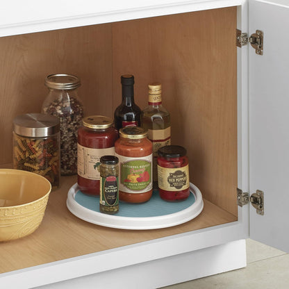 Basics Non-Skid Pantry Cabinet Lazy Susan Turntable, 12-Inch, White/Gray, 1 Count (Pack of 1)