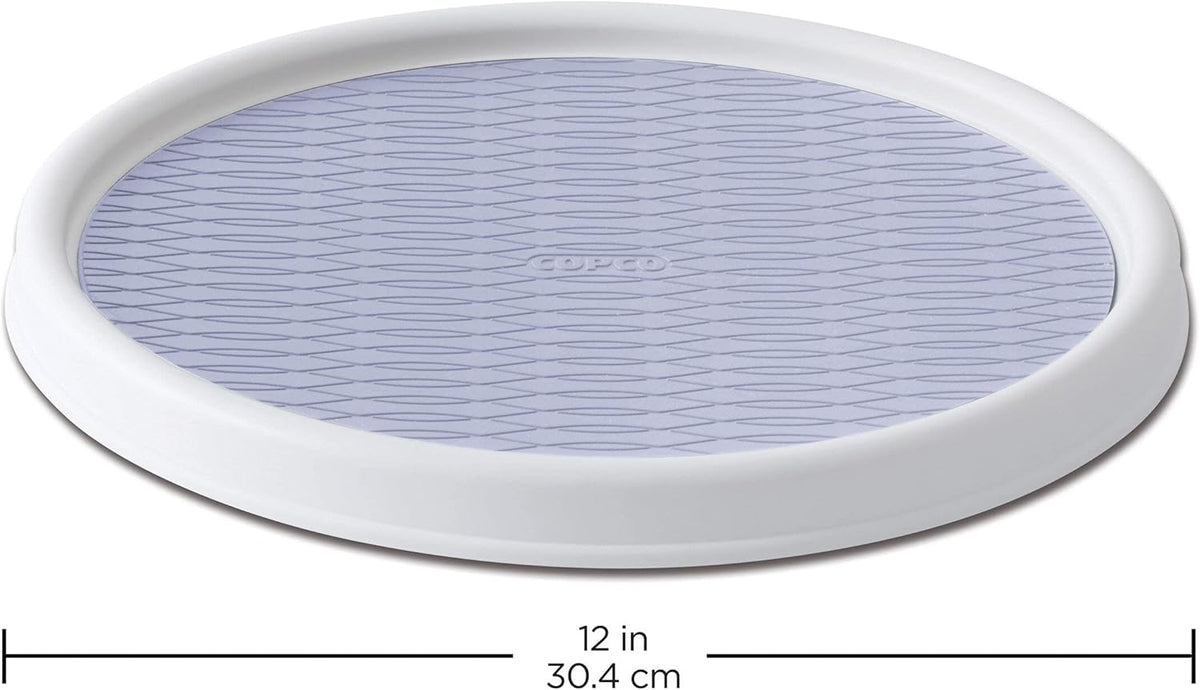 Basics Non-Skid Pantry Cabinet Lazy Susan Turntable, 12-Inch, White/Gray, 1 Count (Pack of 1)