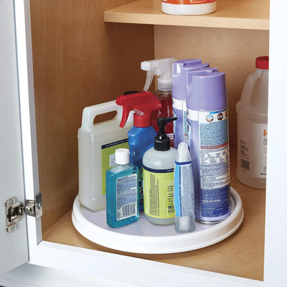 Basics Non-Skid Pantry Cabinet Lazy Susan Turntable, 12-Inch, White/Gray, 1 Count (Pack of 1)