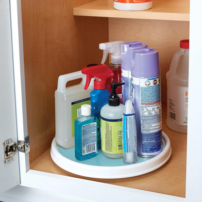 Basics Non-Skid Pantry Cabinet Lazy Susan Turntable, 12-Inch, White/Gray, 1 Count (Pack of 1)