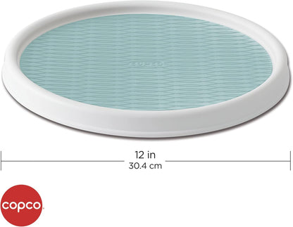 Basics Non-Skid Pantry Cabinet Lazy Susan Turntable, 12-Inch, White/Gray, 1 Count (Pack of 1)