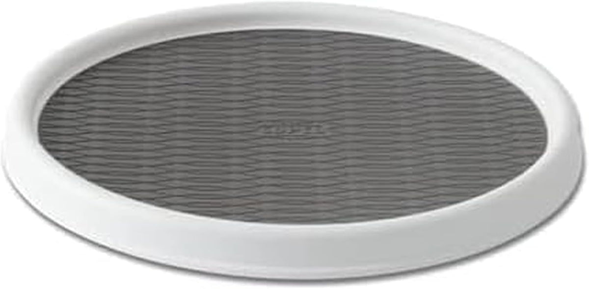 Basics Non-Skid Pantry Cabinet Lazy Susan Turntable, 12-Inch, White/Gray, 1 Count (Pack of 1)