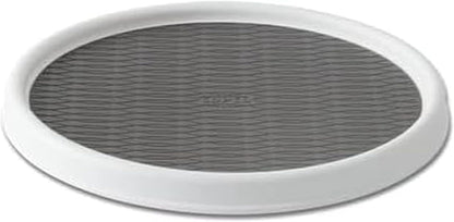 Basics Non-Skid Pantry Cabinet Lazy Susan Turntable, 12-Inch, White/Gray, 1 Count (Pack of 1)
