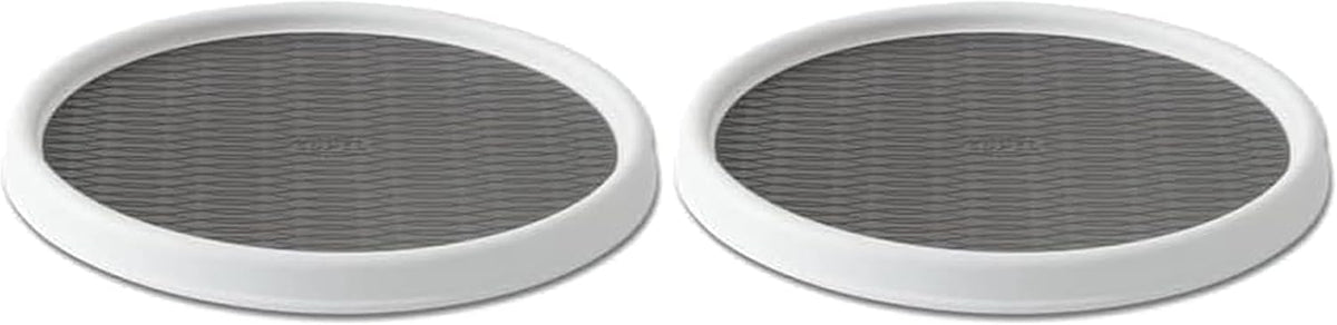 Basics Non-Skid Pantry Cabinet Lazy Susan Turntable, 12-Inch, White/Gray, 1 Count (Pack of 1)