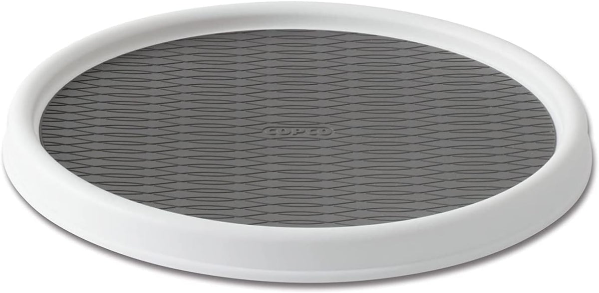 Basics Non-Skid Pantry Cabinet Lazy Susan Turntable, 12-Inch, White/Gray, 1 Count (Pack of 1)