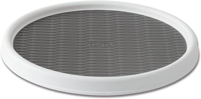 Basics Non-Skid Pantry Cabinet Lazy Susan Turntable, 12-Inch, White/Gray, 1 Count (Pack of 1)