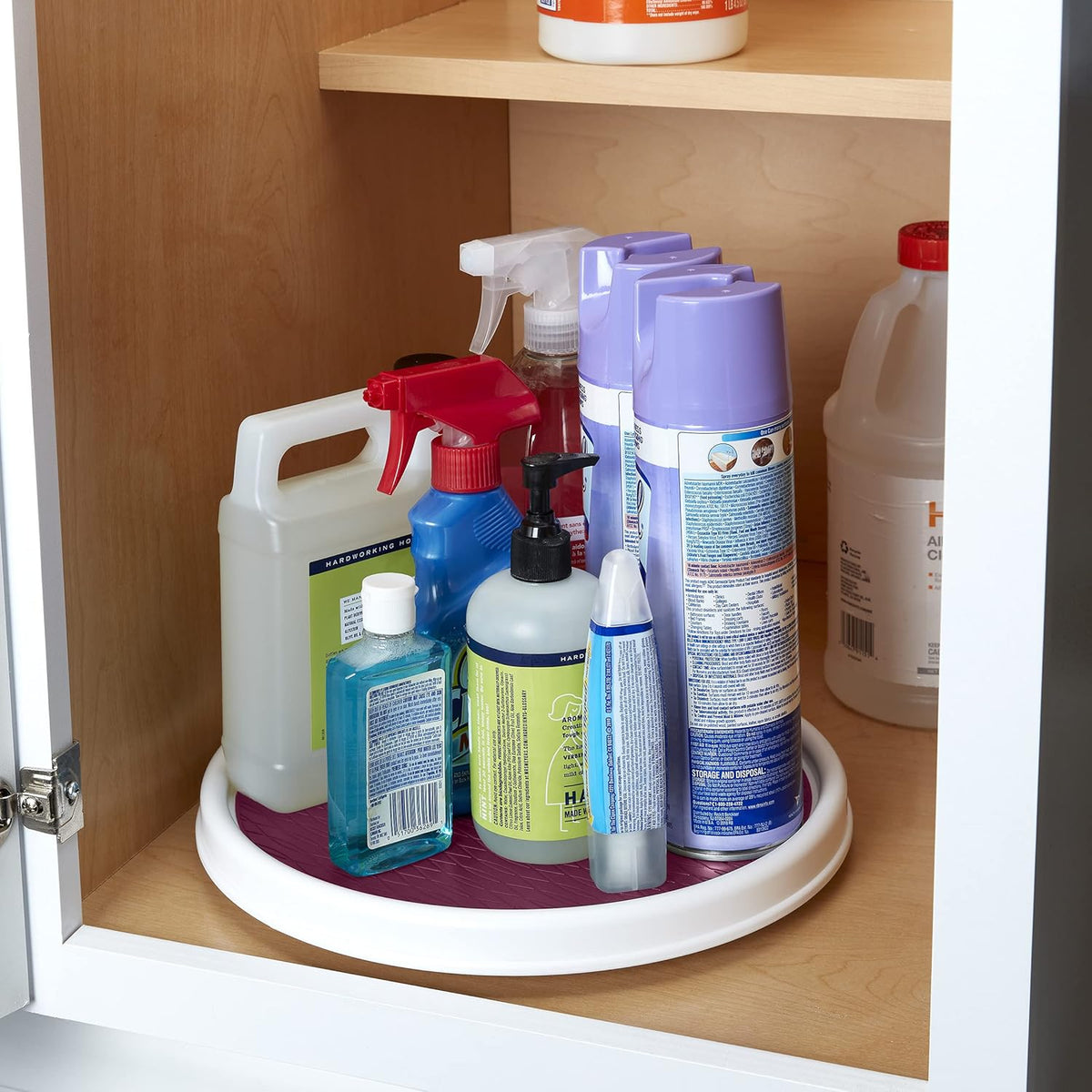 Basics Non-Skid Pantry Cabinet Lazy Susan Turntable, 12-Inch, White/Gray, 1 Count (Pack of 1)