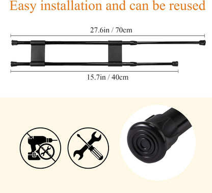 2 Sets Rv Refrigerator Bars Adjustable Rods, 11.8-19.7 Inch, White