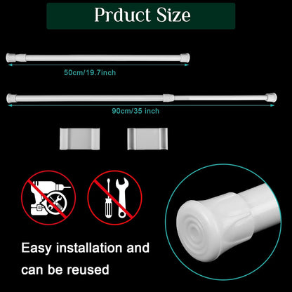 2 Sets Rv Refrigerator Bars Adjustable Rods, 11.8-19.7 Inch, White