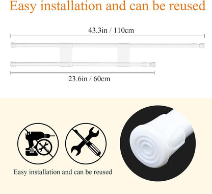 2 Sets Rv Refrigerator Bars Adjustable Rods, 11.8-19.7 Inch, White