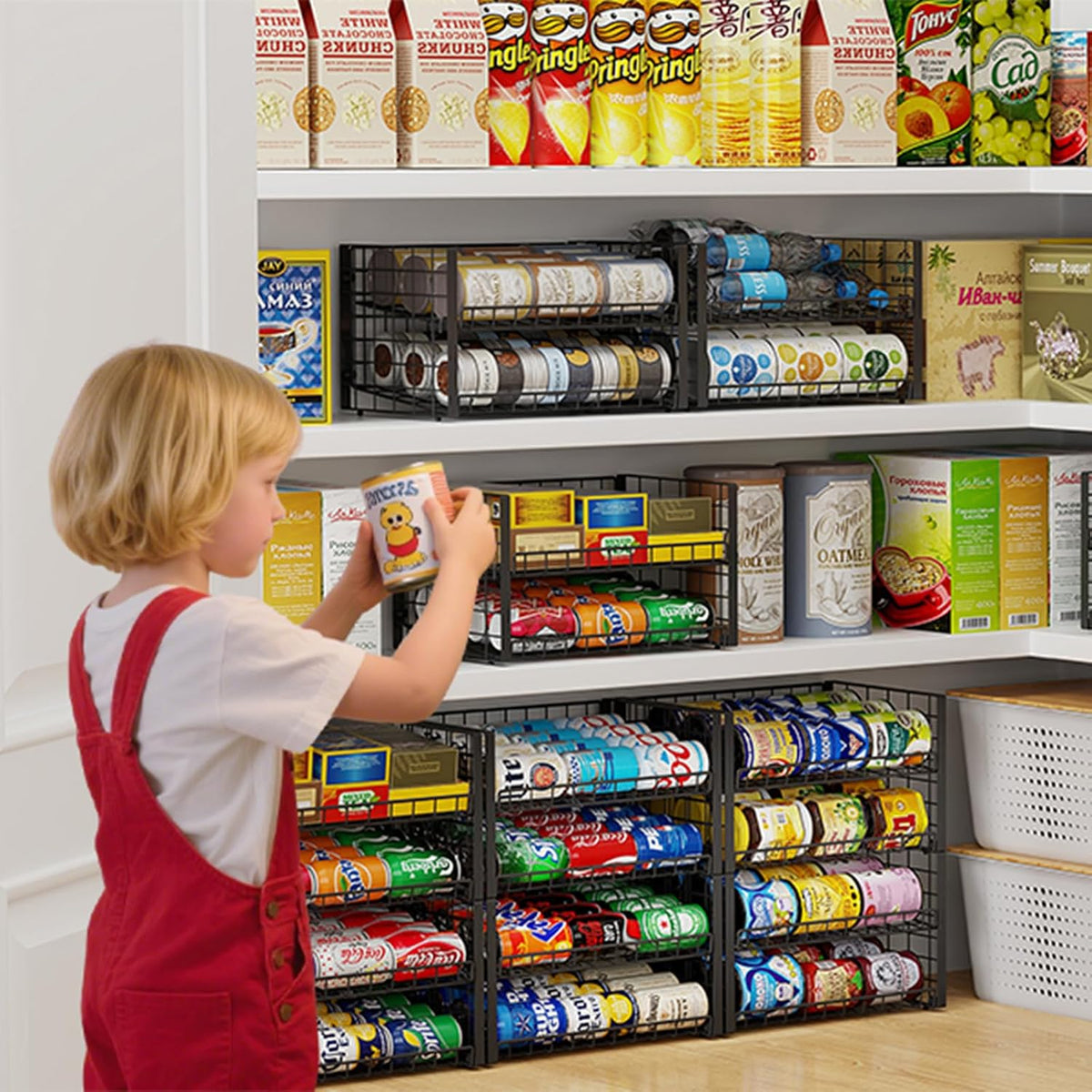 Stackable Can Rack Organizer, Adjustable Can Holder for Pantry