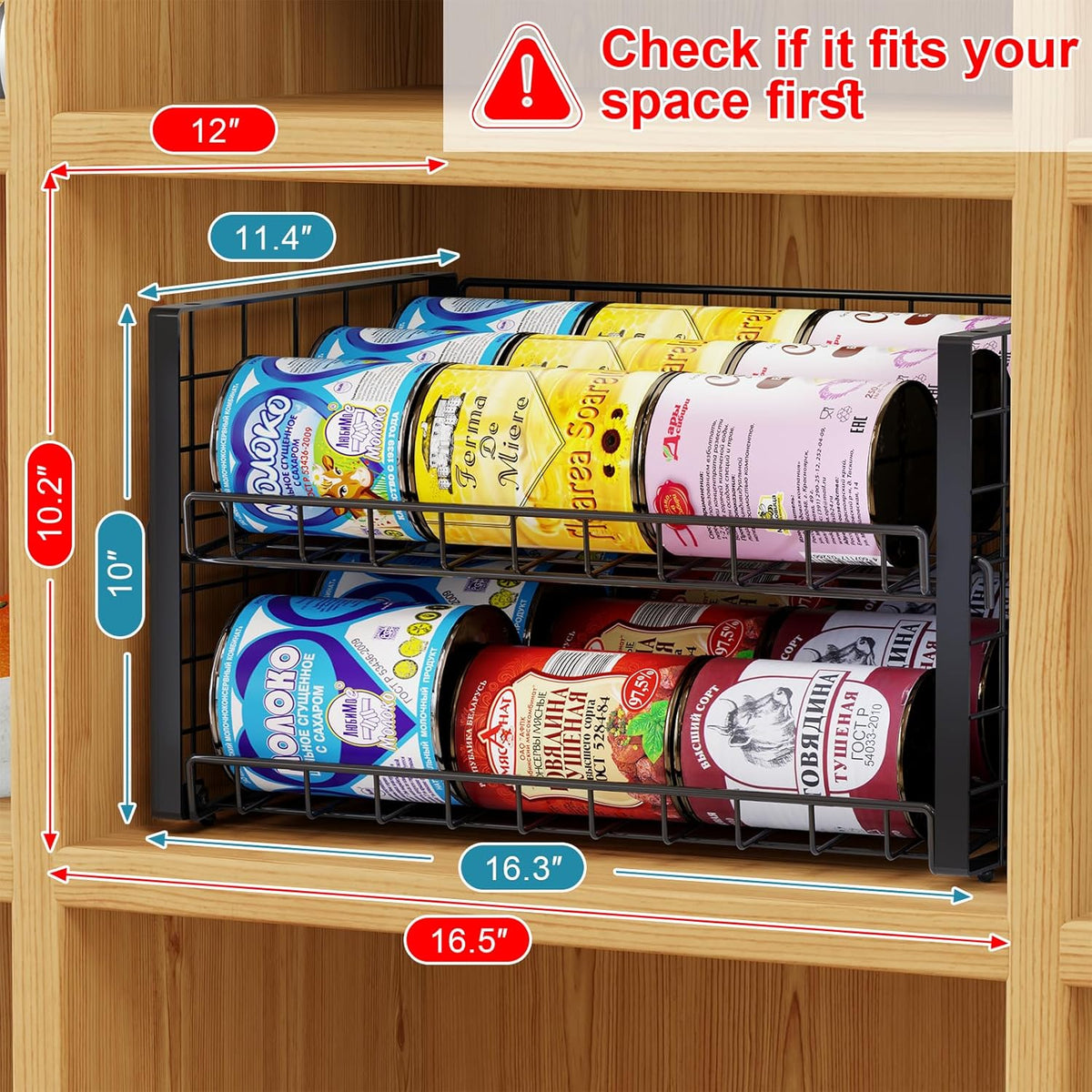 Stackable Can Rack Organizer, Adjustable Can Holder for Pantry
