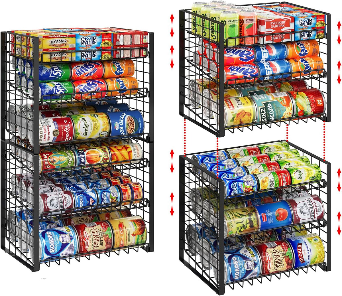 Stackable Can Rack Organizer, Adjustable Can Holder for Pantry