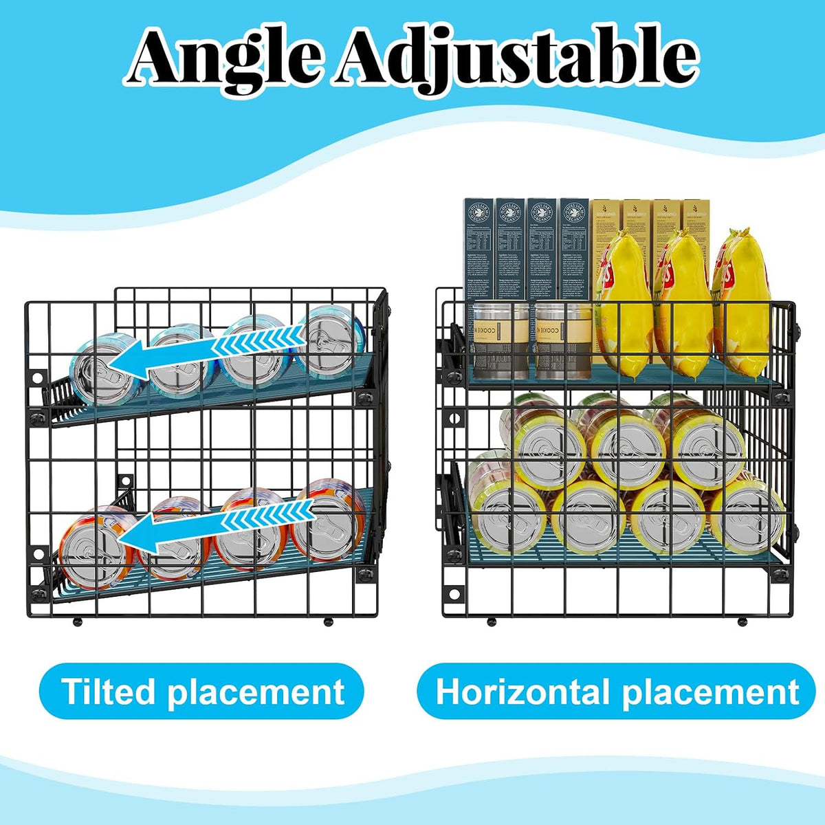 Stackable Can Rack Organizer, Adjustable Can Holder for Pantry