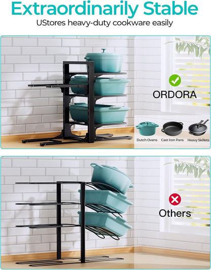 Pots and Pans Organizer Under Cabinet 15.8", 8-Tier Adjustable Black