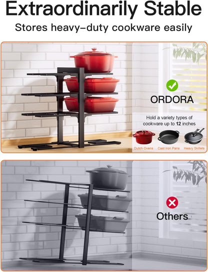 Pots and Pans Organizer Under Cabinet 15.8", 8-Tier Adjustable Black