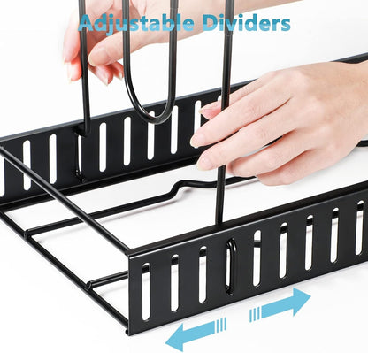 Pots and Pans Organizer Under Cabinet 15.8", 8-Tier Adjustable Black