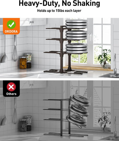 Pots and Pans Organizer Under Cabinet 15.8", 8-Tier Adjustable Black