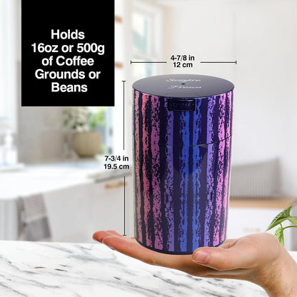 COFFEEVAC 1 LB Airtight Coffee Bean Storage Container, Patented Vacuum Seal, Coffee Grounds Container, 1.85L, Smell Proof, Black Cap and Body
