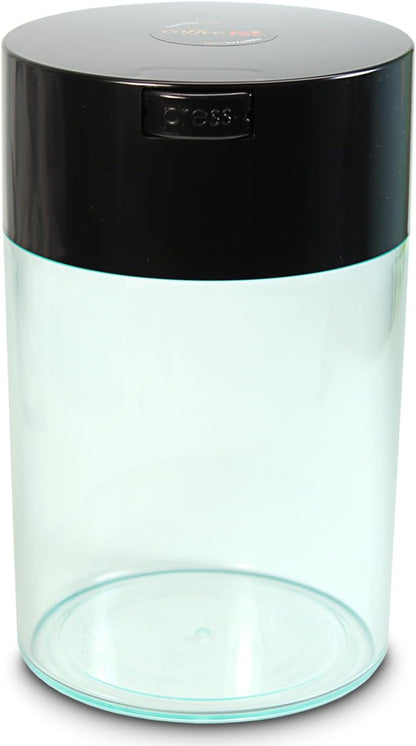 COFFEEVAC 1 LB Airtight Coffee Bean Storage Container, Patented Vacuum Seal, Coffee Grounds Container, 1.85L, Smell Proof, Black Cap and Body