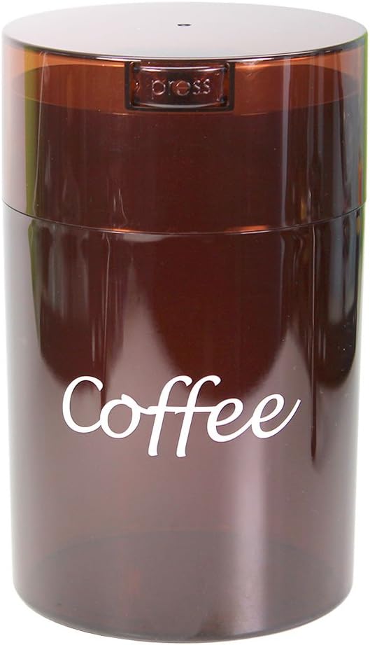 COFFEEVAC 1 LB Airtight Coffee Bean Storage Container, Patented Vacuum Seal, Coffee Grounds Container, 1.85L, Smell Proof, Black Cap and Body