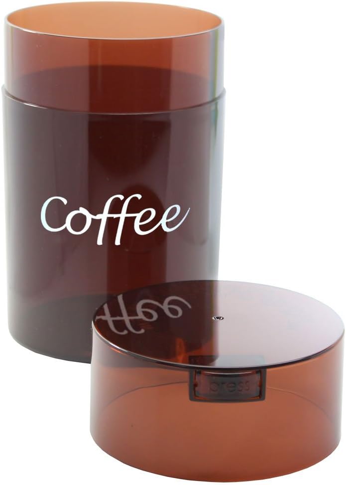 COFFEEVAC 1 LB Airtight Coffee Bean Storage Container, Patented Vacuum Seal, Coffee Grounds Container, 1.85L, Smell Proof, Black Cap and Body