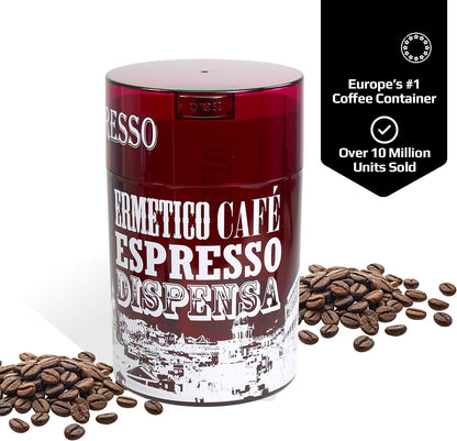 COFFEEVAC 1 LB Airtight Coffee Bean Storage Container, Patented Vacuum Seal, Coffee Grounds Container, 1.85L, Smell Proof, Black Cap and Body