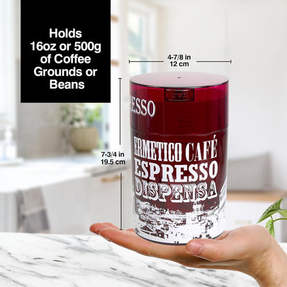 COFFEEVAC 1 LB Airtight Coffee Bean Storage Container, Patented Vacuum Seal, Coffee Grounds Container, 1.85L, Smell Proof, Black Cap and Body